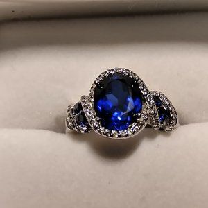 3.8 Carat Oval Designer Sapphire Ring